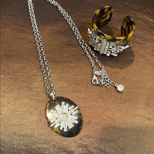 Elegant Silver and faux Tortoise Shell Jewelry Set